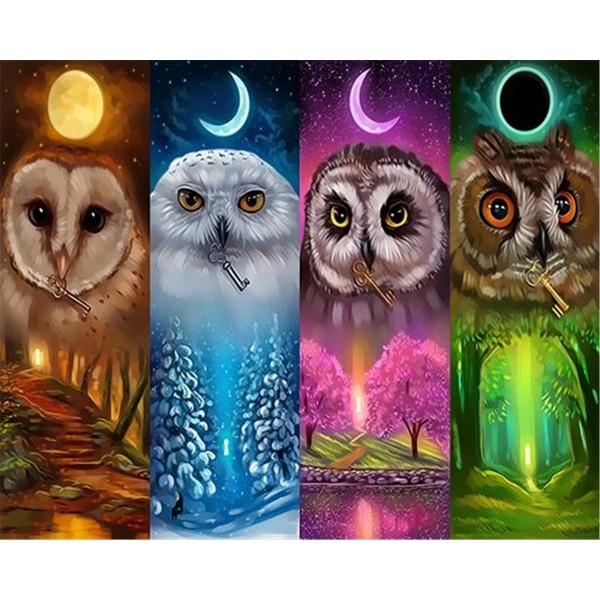 Four Owls of the Four Seasons Painting By Numbers UK