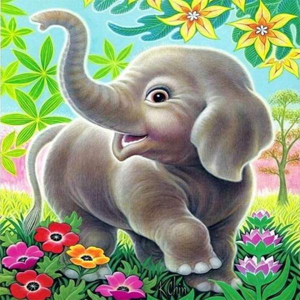 Cute baby elephant Painting By Numbers UK