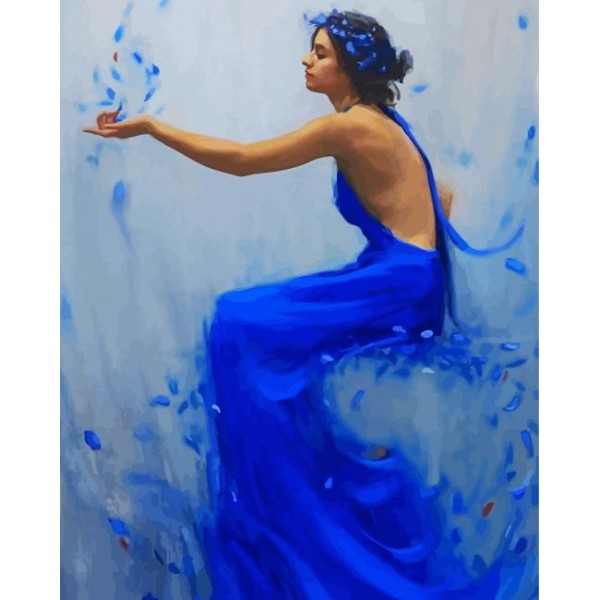 Aesthetic Woman With Blue Dress- 40*50cm Painting By Numbers UK