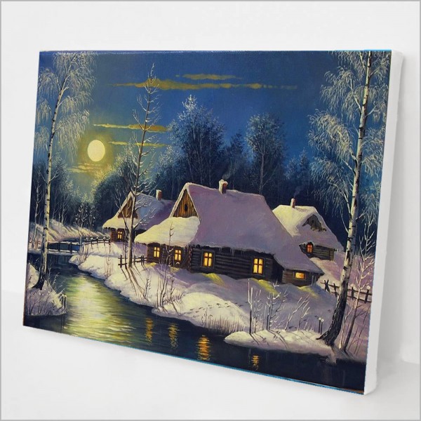 Night snow scene Painting By Numbers UK