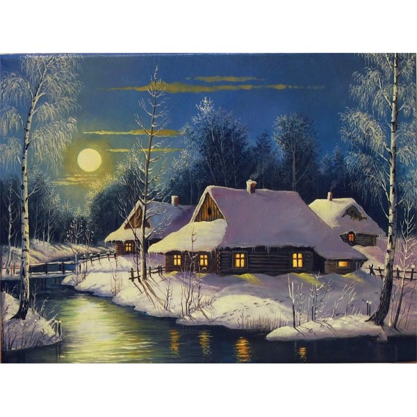 Night snow scene Painting By Numbers UK