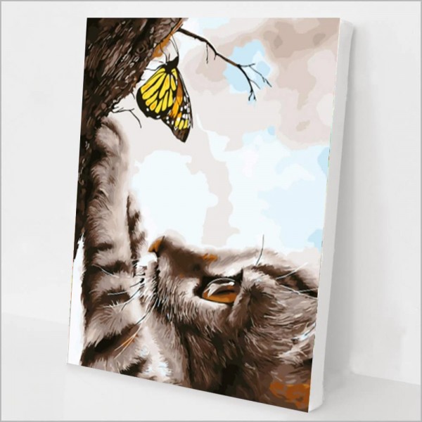 Cat and butterfly Painting By Numbers UK