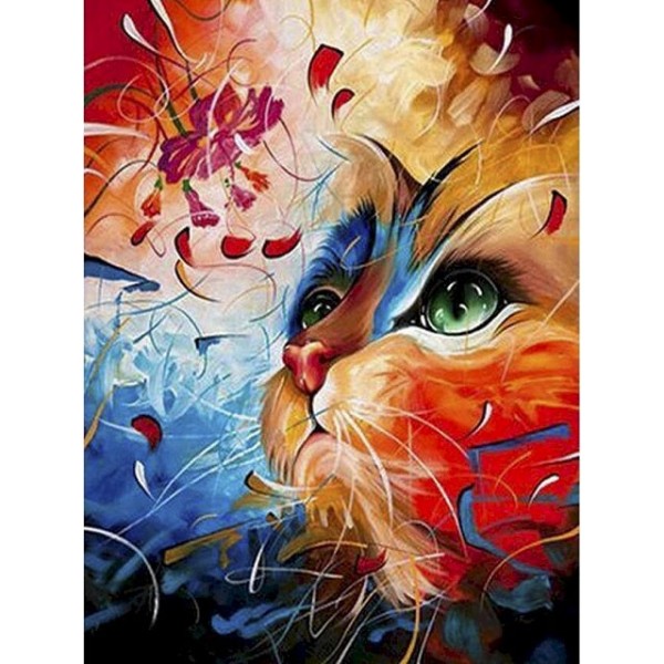 Cat in petals -- 40*50cm Painting By Numbers UK