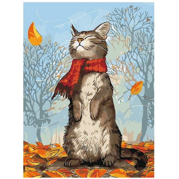 Cat in scarf-- 40*50cm Painting By Numbers UK