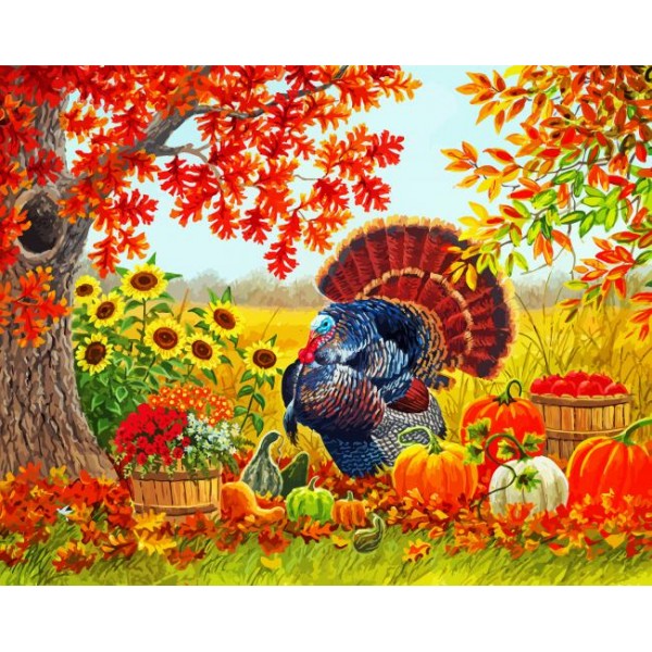 Turkey In Harvest Garden - 40*50cm Painting By Numbers UK
