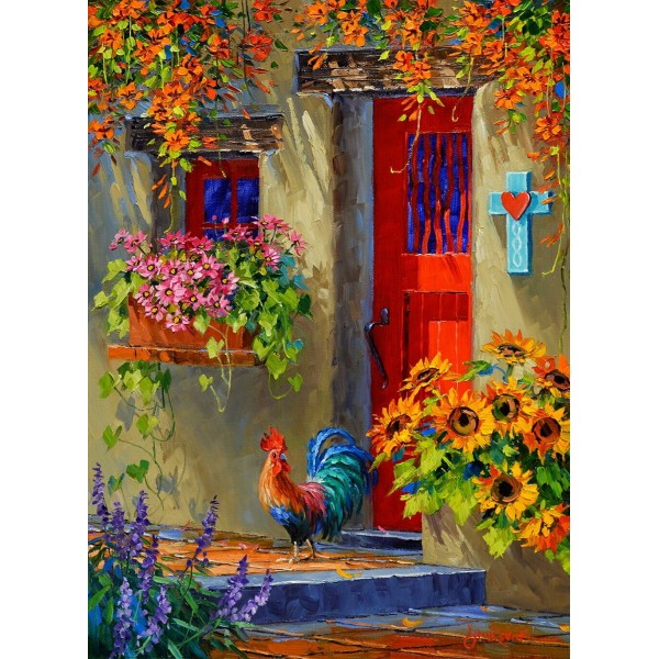 Rooster standing in front of the door-- 40*50cm Painting By Numbers UK