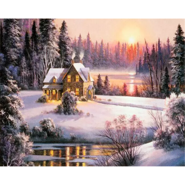 Beautiful snow scene Painting By Numbers UK