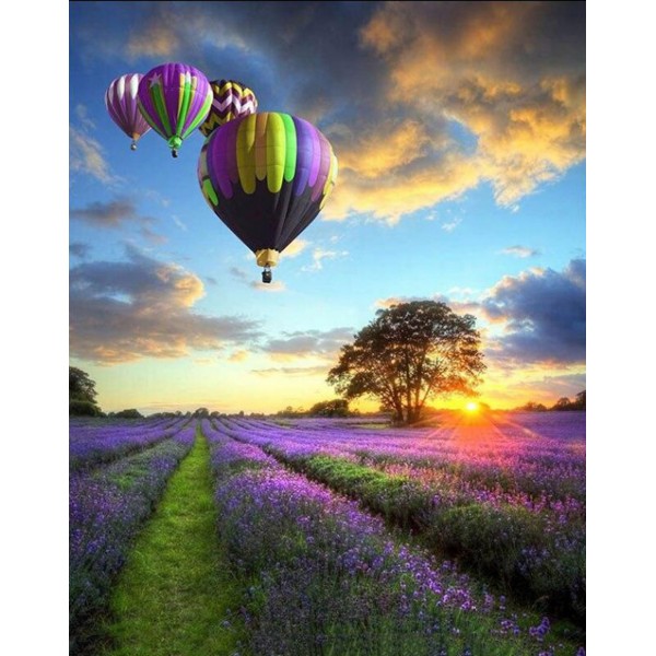Lavender hot air balloon Painting By Numbers UK