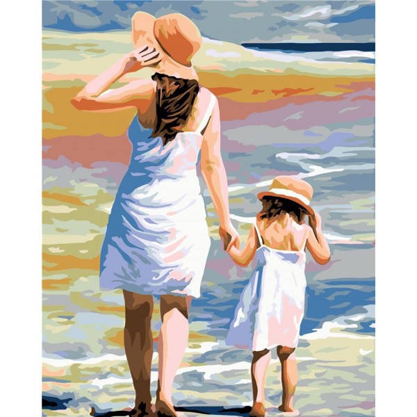 Beach mother and daughter Painting By Numbers UK