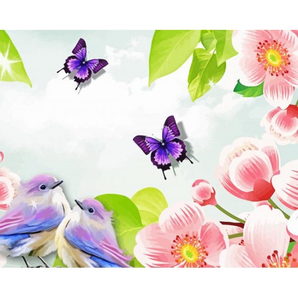 Aesthetic Birds Flowers Butterflies - 40*50cm Painting By Numbers UK