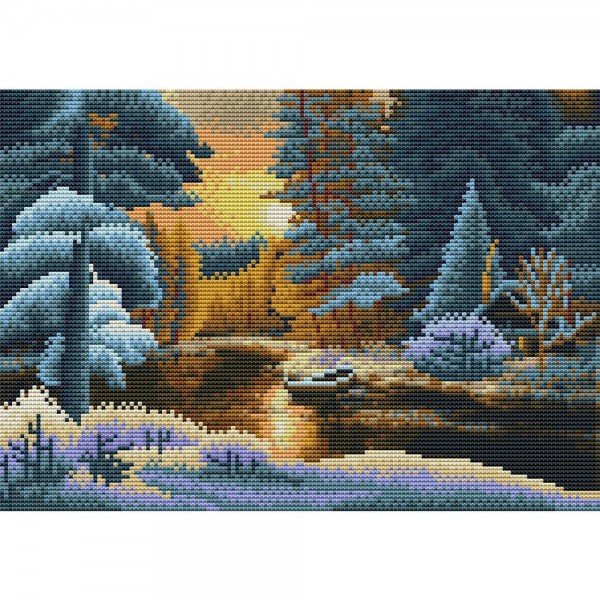 11ct Full cross stitch | river（30x40cm） Painting By Numbers UK