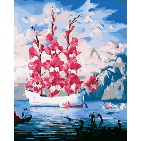 Gladiolus on abstract boat Painting By Numbers UK