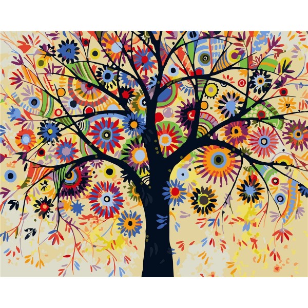 Colored abstract tree Painting By Numbers UK