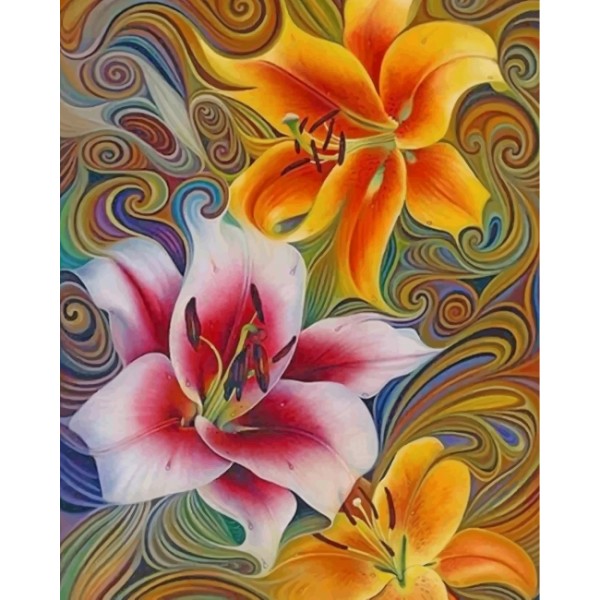 Artistic Flowers  (40X50cm) Painting By Numbers UK