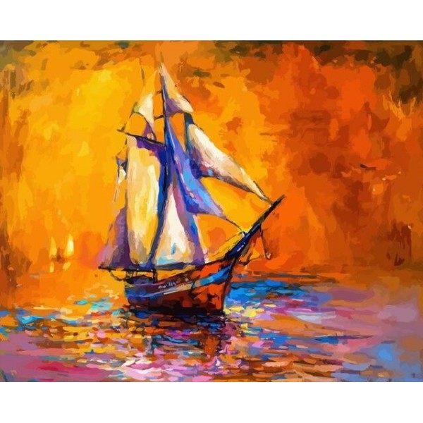Abstract Boat on Sea(40X50cm) Painting By Numbers UK