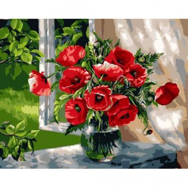 Little Red Flower Painting By Numbers UK