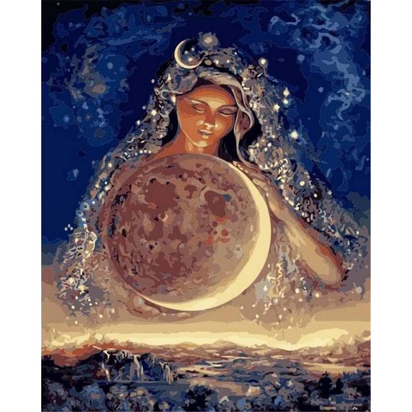 Moon and pretty lady Painting By Numbers UK