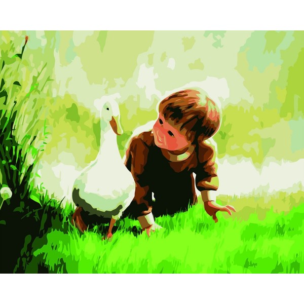 Boy and duck Painting By Numbers UK