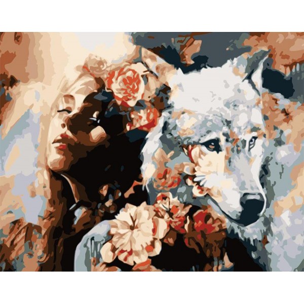 Beautiful Girl And Wolf Painting By Numbers UK