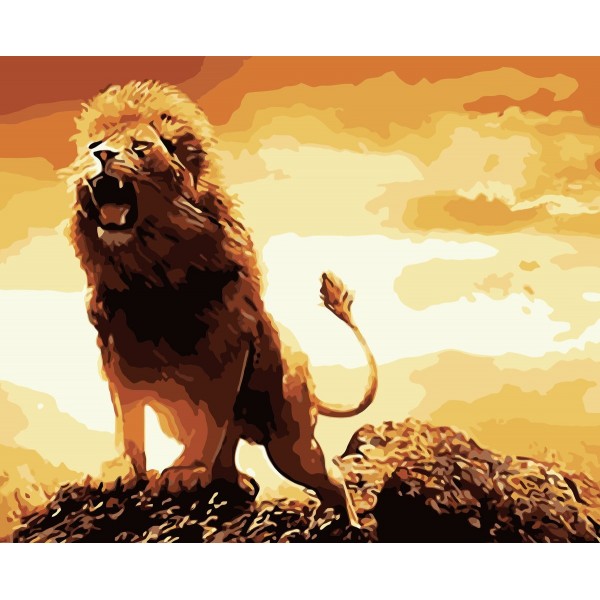 Animal Brave Lion Painting By Numbers UK