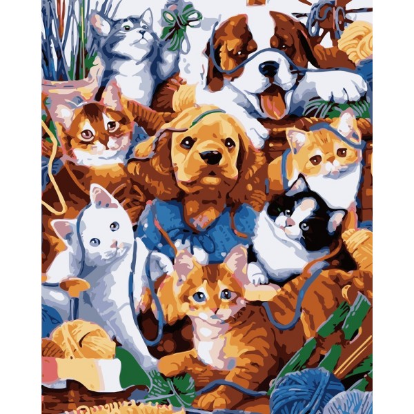  Party Of Cats And Dogs Painting By Numbers UK