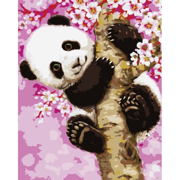  Animal Panda Climbing A Tree Painting By Numbers UK