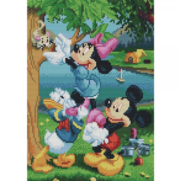 11ct Full cross stitch | Mickey Minnie Donald Duck（30x40cm） Painting By Numbers UK