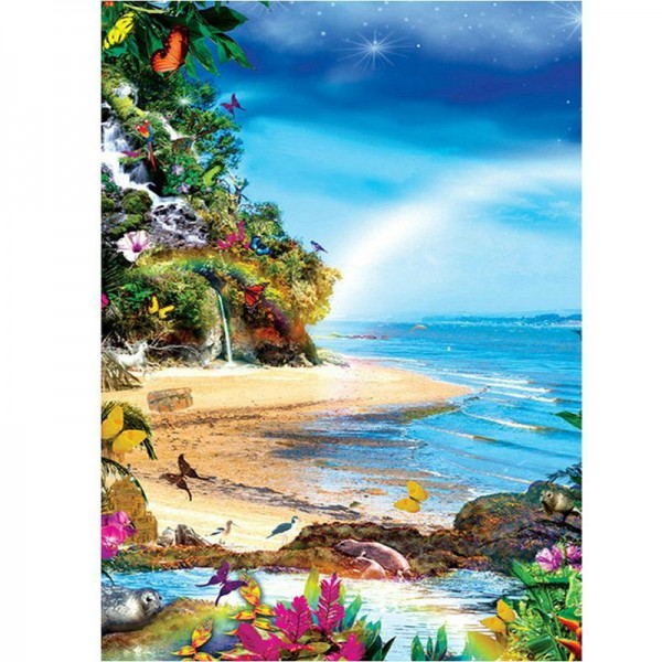 11ct Full cross stitch | Seaside scenery（30x40cm） Painting By Numbers UK