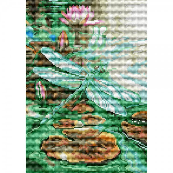 14ct Full cross stitch | Dragonfly（30x40cm） Painting By Numbers UK