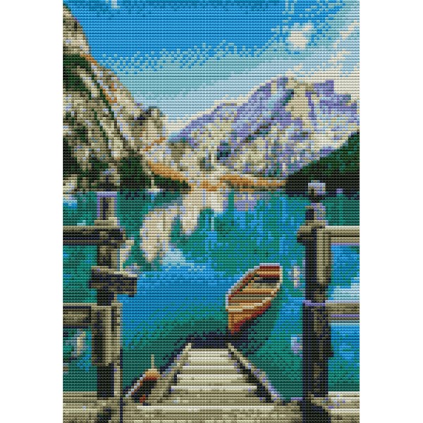 11ct Full cross stitch | Lakeside scenery（30x40cm） Painting By Numbers UK
