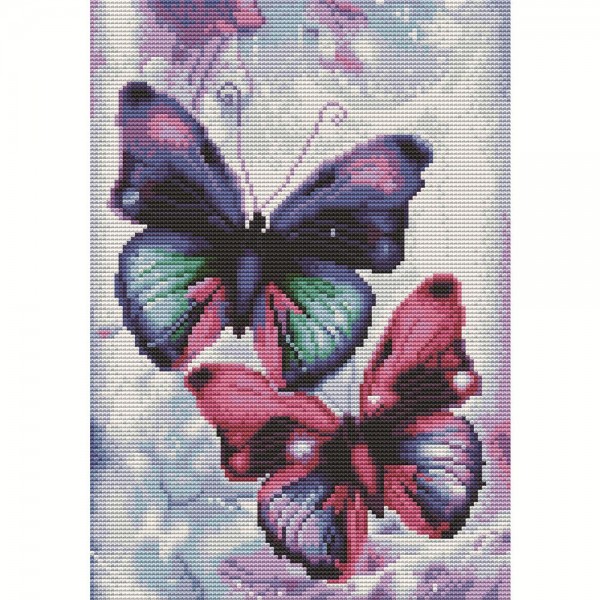 11ct Full cross stitch | Two butterflies（30x40cm） Painting By Numbers UK