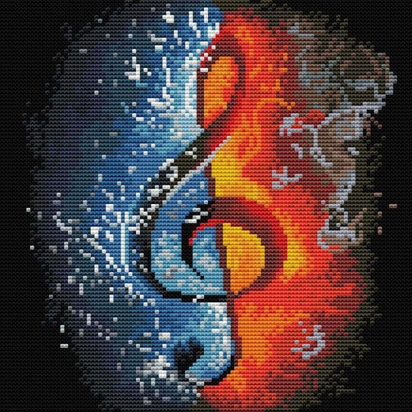 11ct Full cross stitch | musical note（30x30cm） Painting By Numbers UK
