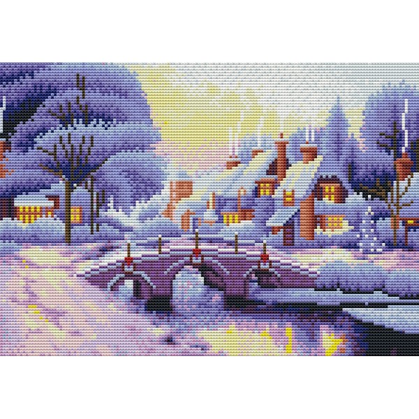 11ct Full cross stitch | snow scene（30x40cm） Painting By Numbers UK