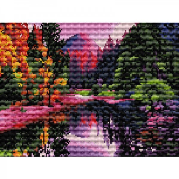 11ct Full cross stitch | forest（30x40cm） Painting By Numbers UK