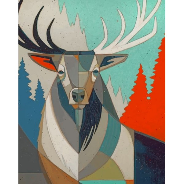 Pop Art Elk(40X50cm) Painting By Numbers UK