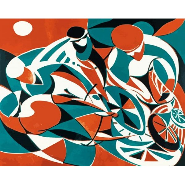 Abstract Cyclists (40X50cm) Painting By Numbers UK