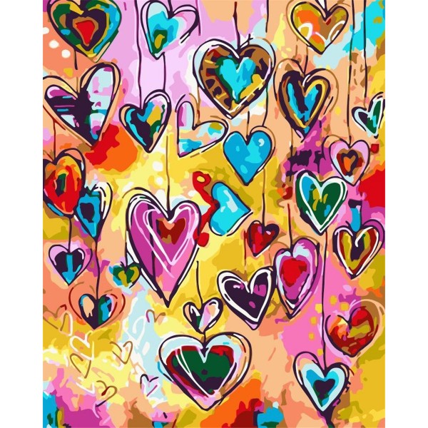 Watercolor heart shape Painting By Numbers UK