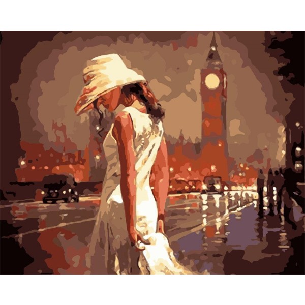 Pretty woman on the street of London Painting By Numbers UK