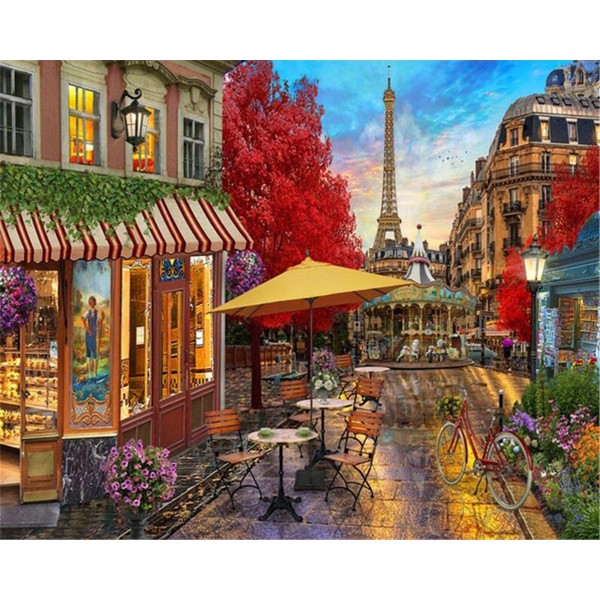 Street under the Eiffel Tower Painting By Numbers UK