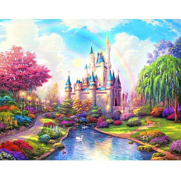 11ct Full cross stitch | Disney Castle（30x40cm） Painting By Numbers UK