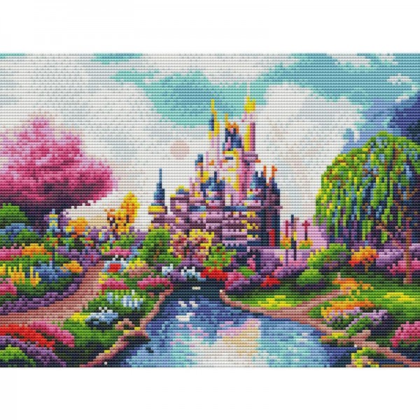 11ct Full cross stitch | Disney Castle（30x40cm） Painting By Numbers UK