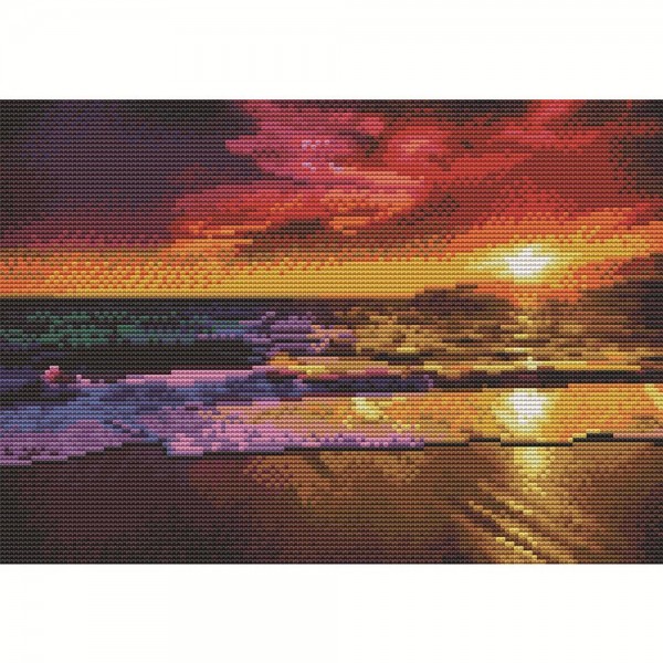 11ct Full cross stitch | sunset（30x40cm） Painting By Numbers UK