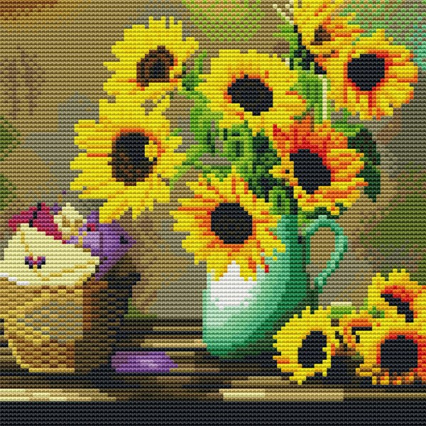 11ct cross stitch | Sunflower (30x30cm) Painting By Numbers UK