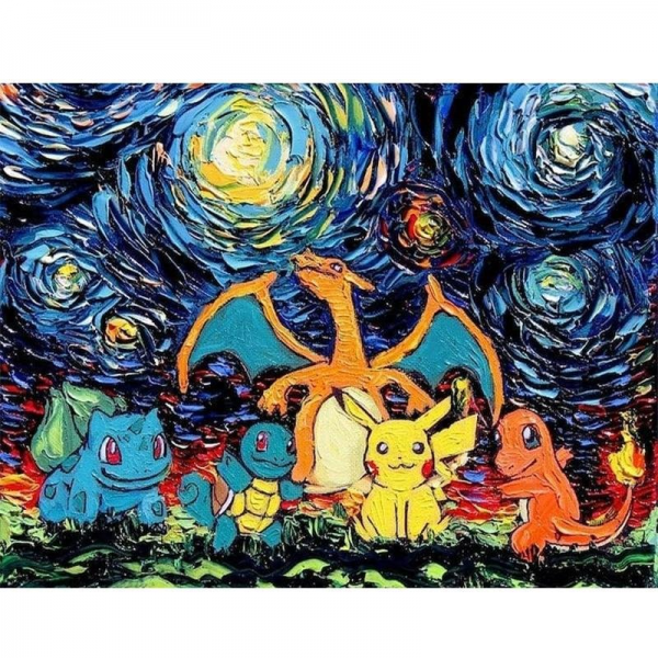 Pokémon under the stars-- 40*50cm Painting By Numbers UK