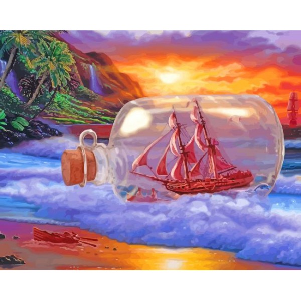 Sailboat in a bottle- 40*50cm Painting By Numbers UK