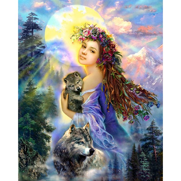 Beautiful woman and animals Painting By Numbers UK