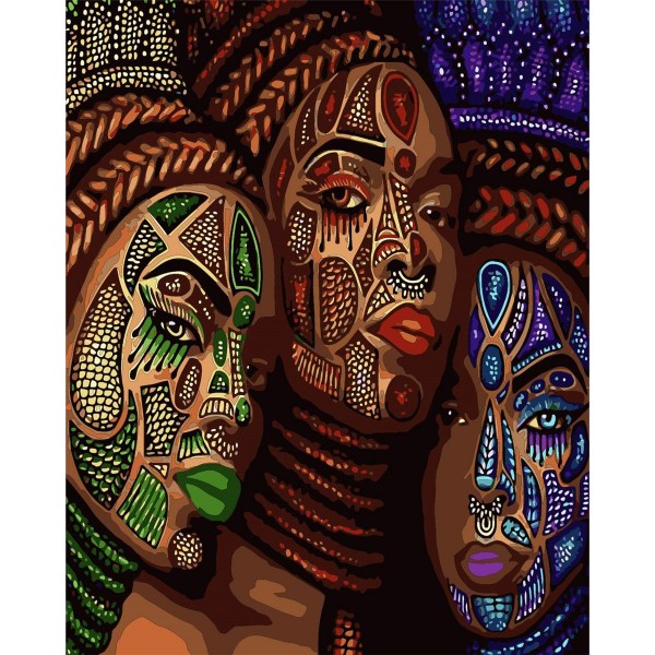 Painted faces of exotic people Painting By Numbers UK