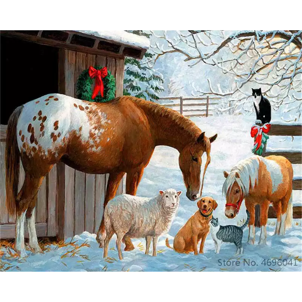 Animals on the snow Painting By Numbers UK