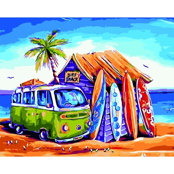  Beach hut Painting By Numbers UK