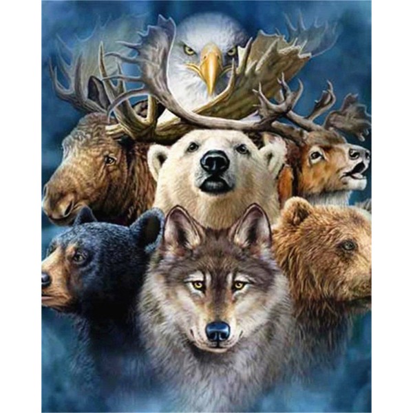 Animal bear, wolf, deer, eagle Painting By Numbers UK